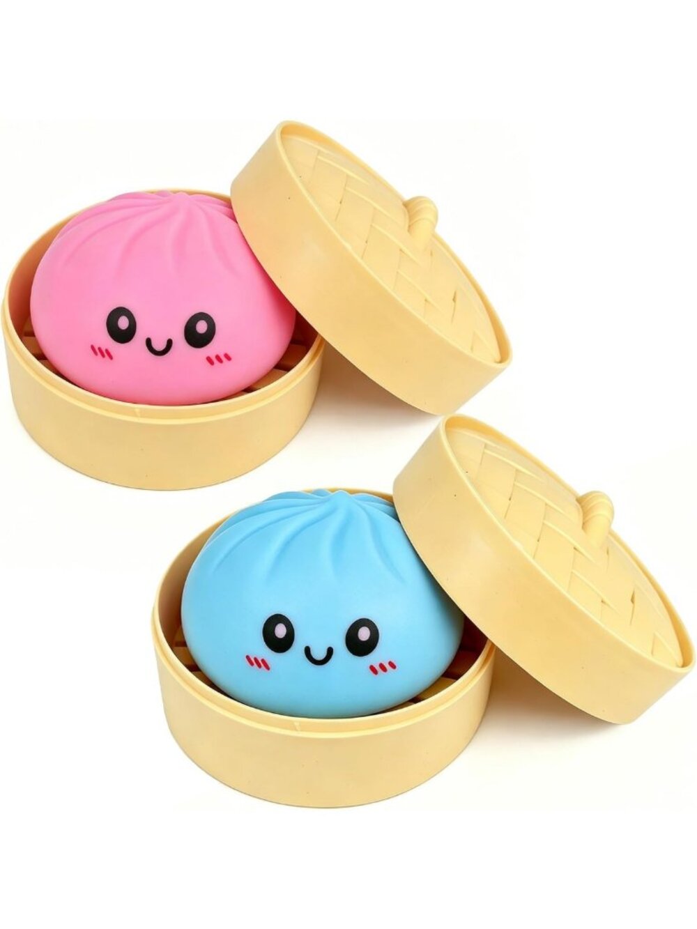 Pink & Blue Glitter Dumpling Squishies - Stress Relief Sensory Toys (2PC)